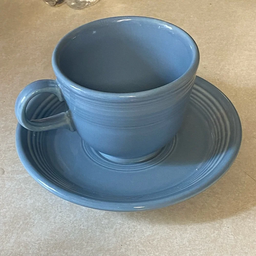 Fiestaware Periwinkle Blue Coffee Tea Cup Mug Saucer Plate Fiesta HLC USA